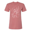 JJ X PBR Pencil Sketch Ladies T-Shirt in Heather Mauve (Pink) - Front View