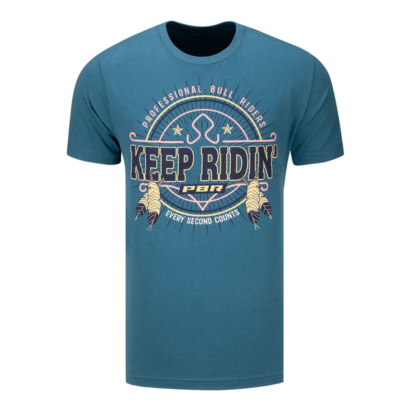 JJ X PBR Keep Ridin' T-Shirt in Blue - Front View