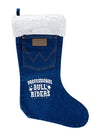 Wrangler Sherpa Denim Christmas Stocking in Blue and White with Patch - Front View