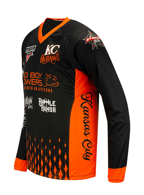 Kansas City Outlaws Jersey in Black and Orange - Left Side View