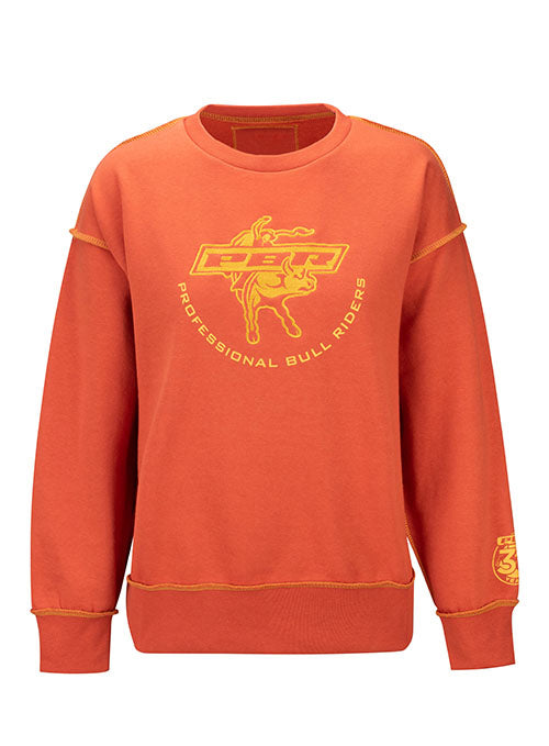 Ladies PBR 30th Anniversary Crew Sweater in Orange - Front View