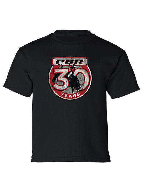 PBR 30th Anniversary Youth T-Shirt in Black - Front View