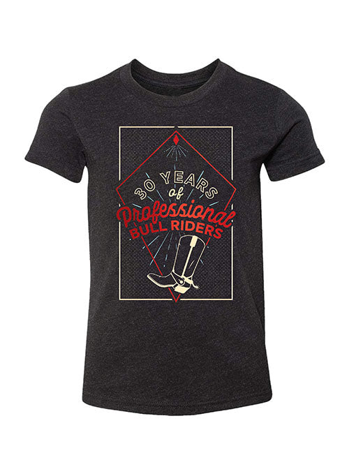 PBR 30th Anniversary Youth Diamond T-Shirt in Black Frost - Front View
