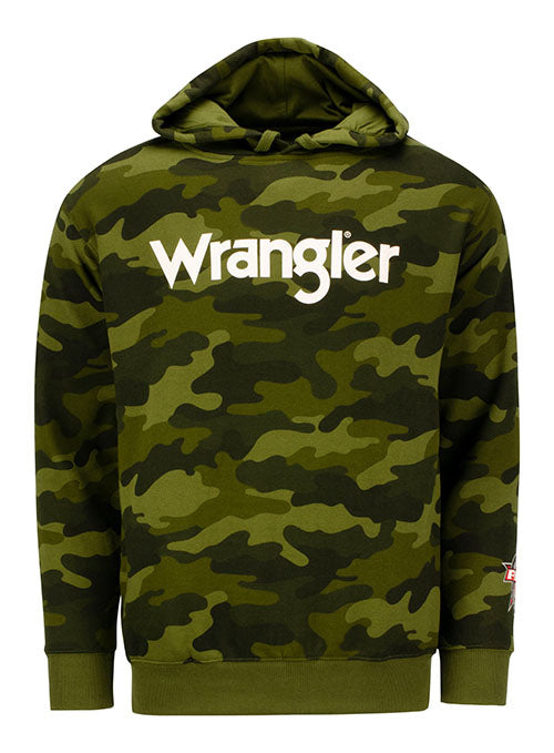 PBR Wrangler Camouflage Hoodie in Olive - Front View