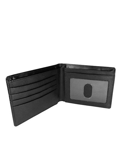 Leather Bi-Fold Wallet in Black - Open View