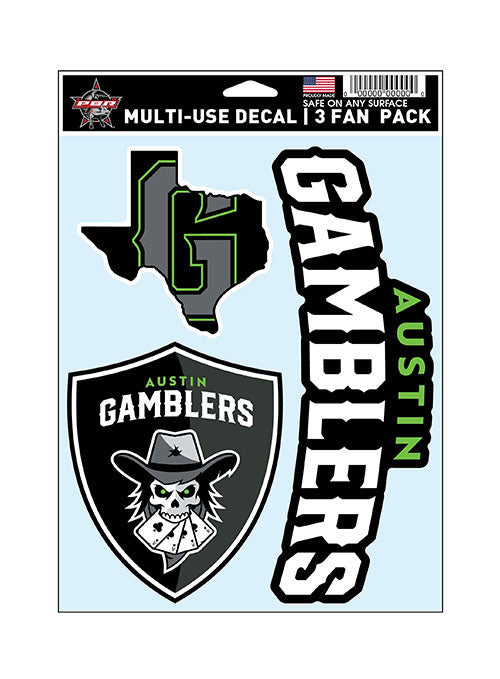 Austin Gamblers 3-pack Decal - Front View