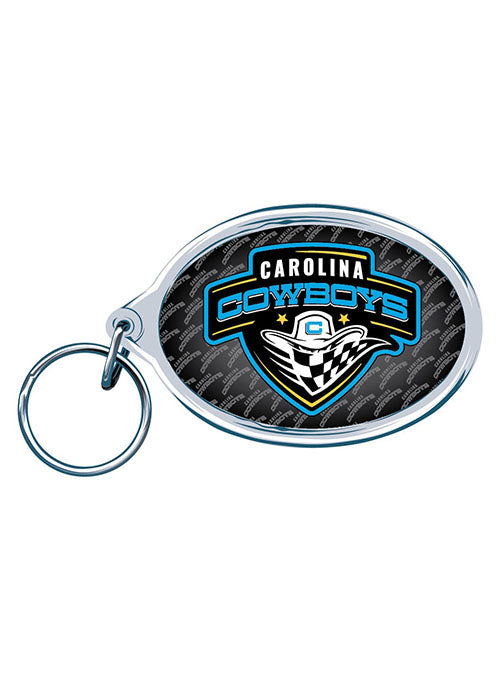 Carolina Cowboys Acrylic Key Ring in Silver and Black - Front View