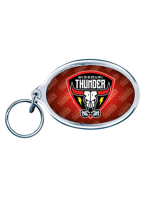 Missouri Thunder Acrylic Key Ring in Silver and Red - Front View
