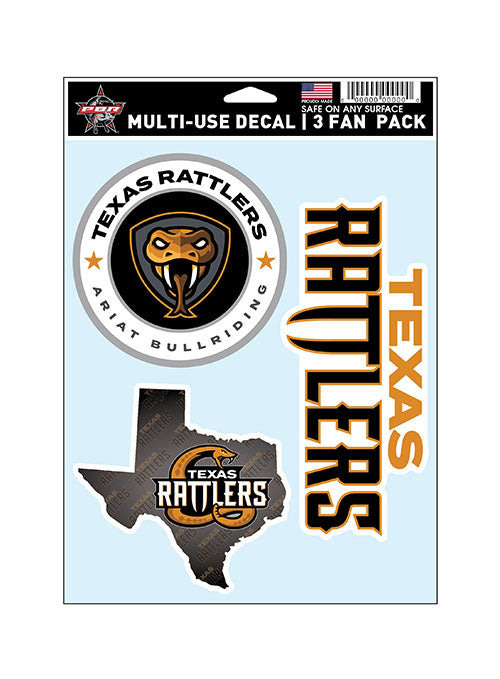Texas Rattlers 3-pack Decal - Front View
