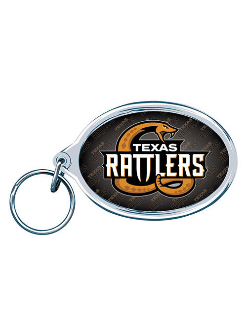 Texas Rattlers Acrylic Key Ring in Silver and Black - Front View