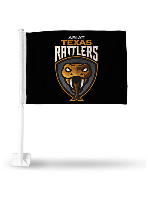 Texas Rattlers Car Flag in Black - Front View