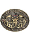 PBR Skull and Flames Belt Buckle