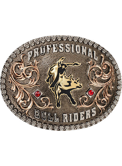 Professional Bull Riders Belt Buckle by Montana Silversmiths - Front View