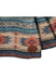 Ladies Navajo Tie-Front Blanket Wrap Jacket With Hood in Teal Tan Orange and Brown - Close Up on Patch