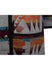 Ladies Southwestern Style Navajo Long Coat in Gray Maroon Teal Orange and Black - Close Up on Patch