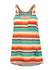 Ladies PBR Tropical Striped Tank Top in Teal Orange and Tan - Front View