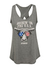 Ladies PBR Buckin' In the USA Tank Top in Grey Heather - Front View