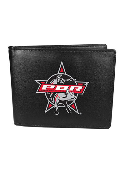 Leather Bi-Fold Wallet in Black - Front View