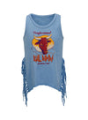 PBR Youth Girls Fringe Tank in Blue - Front View
