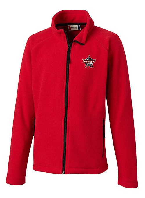 PBR Cutter & Buck Youth Full-Zip Microfleece Jacket in Red - Front View