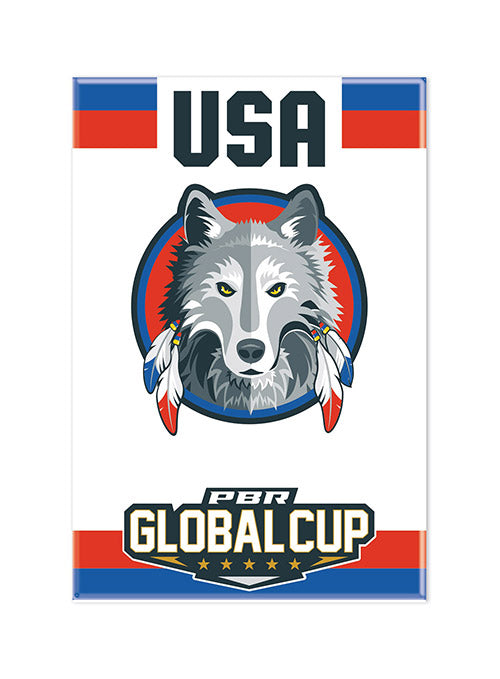 PBR Global Cup USA Wolves Magnet - Front View