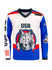 PBR Global Cup USA Wolves Sublimated Youth Jersey in White and Blue - Front View