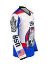 PBR Global Cup USA Wolves Sublimated Youth Jersey in White and Blue - Right View