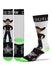 PBR Chase Outlaw Sock in White Black and Green - Front Back and Side View